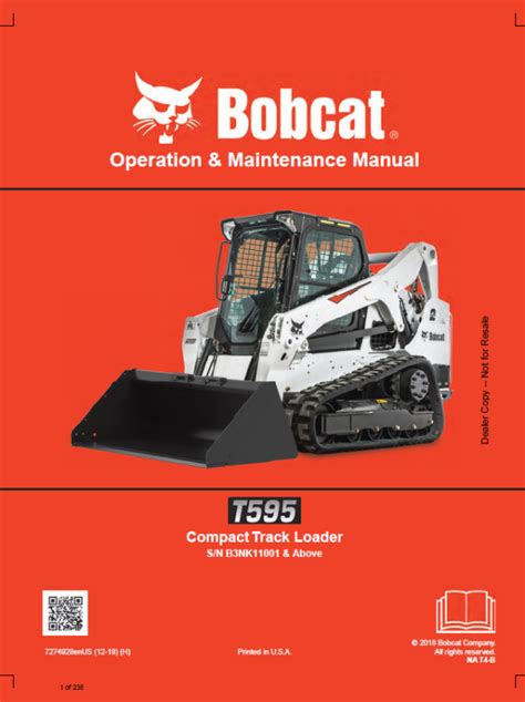 bobcat t595 owners manual